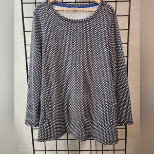 Talbot womans size 2X stretch pull over tunic navy and white long sleeve